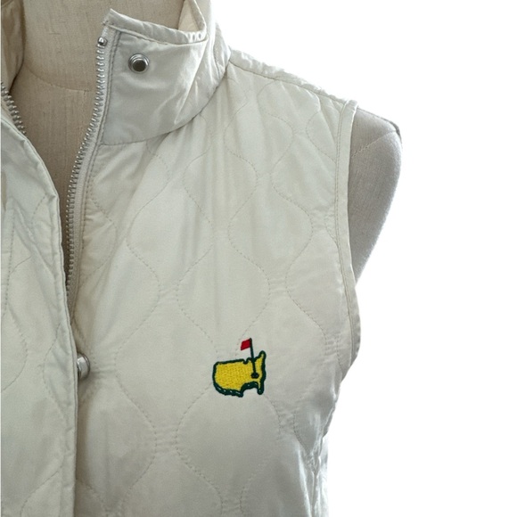 Magnolia Lane Masters Golf Tech Vest Cream Full Zip Snap Preppy Quilt Size Small - Picture 2 of 15